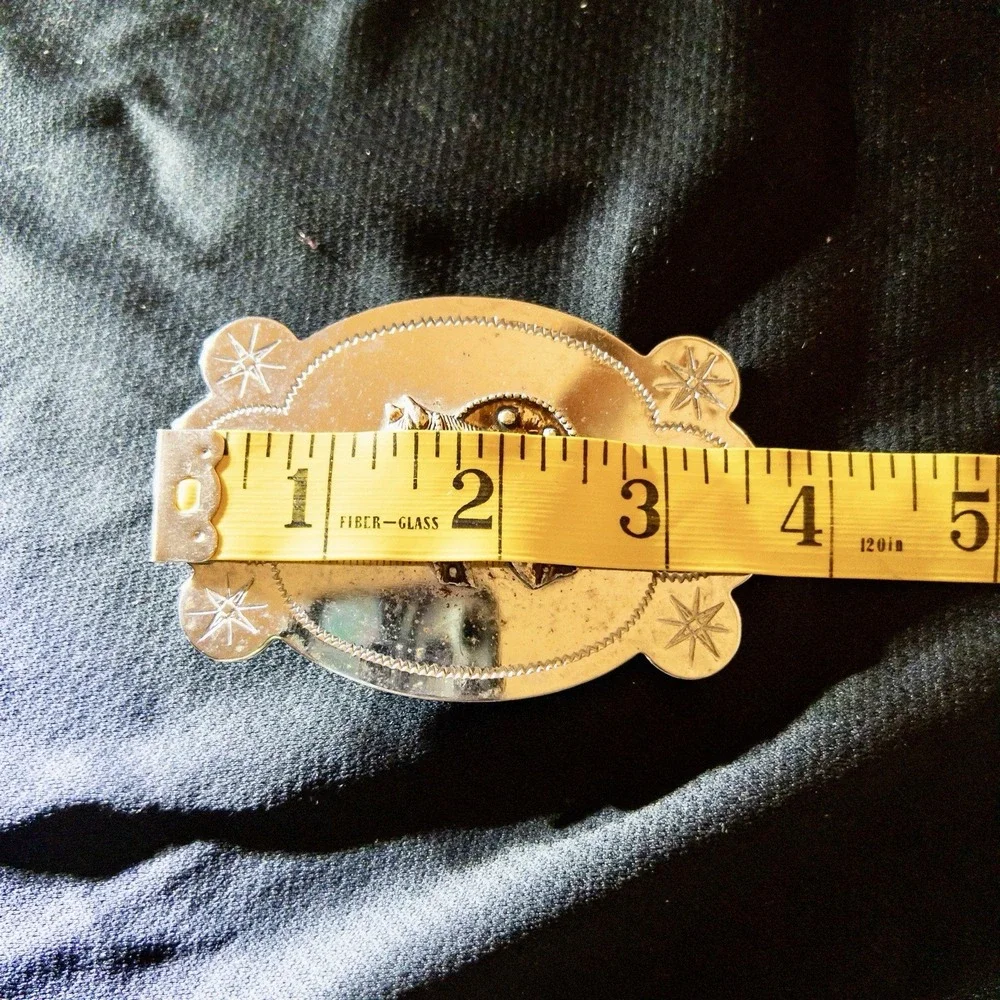 Vintage Western Equestrian Horseshoe Silver Belt Buckle Rodeo‎ Farm Ranch